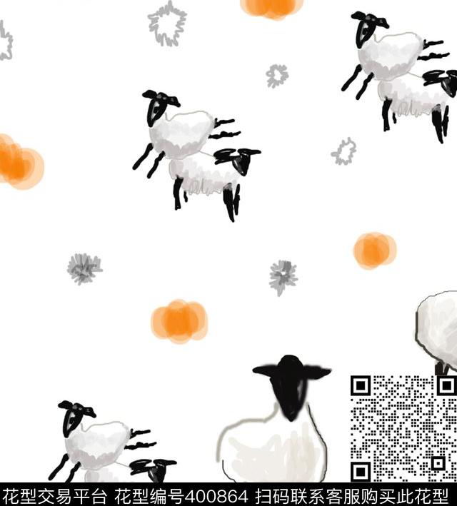 抽象动物复古数码印花华亿平台下载（图片编号: 400864） - 瓦栏（Walan）