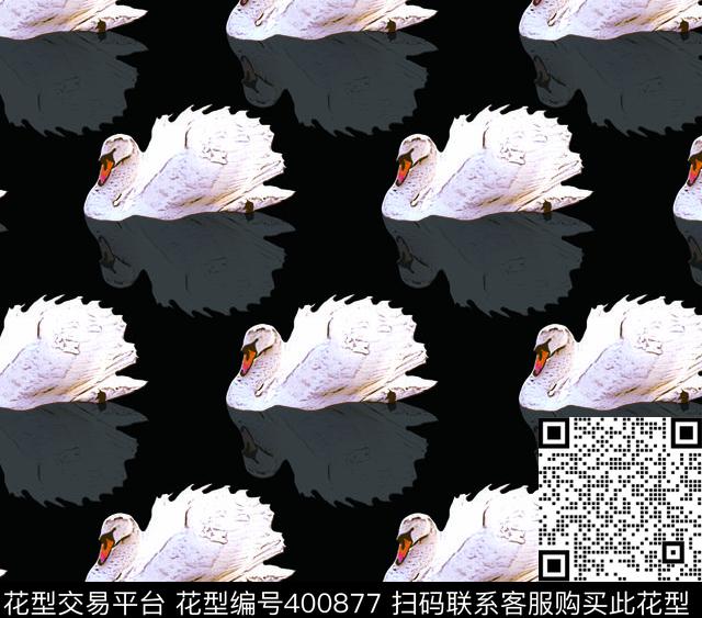 简约天鹅、鹅数码印花华亿平台下载（图片编号: 400877） - 瓦栏（Walan）