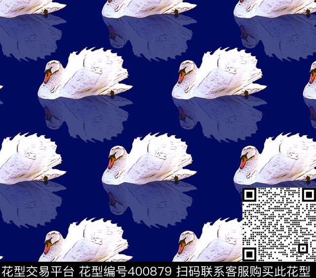 简约天鹅、鹅数码印花华亿平台下载（图片编号: 400879） - 瓦栏（Walan）