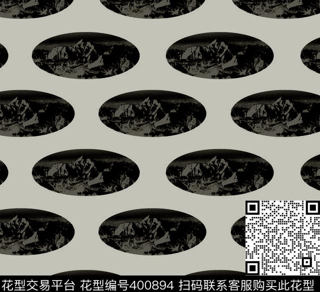 水墨山水截图椭圆数码印花华亿平台下载（图片编号: 400894） - 瓦栏（Walan）