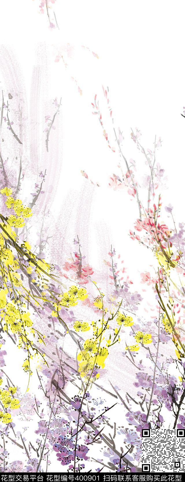 插画复古花传统印花华亿平台下载（图片编号: 400901） - 瓦栏（Walan）