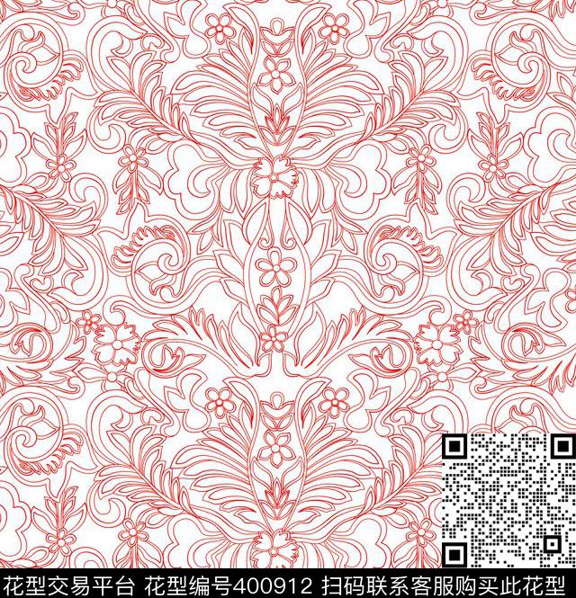 底纹宫廷风花纹传统印花华亿平台下载（图片编号: 400912） - 瓦栏（Walan）