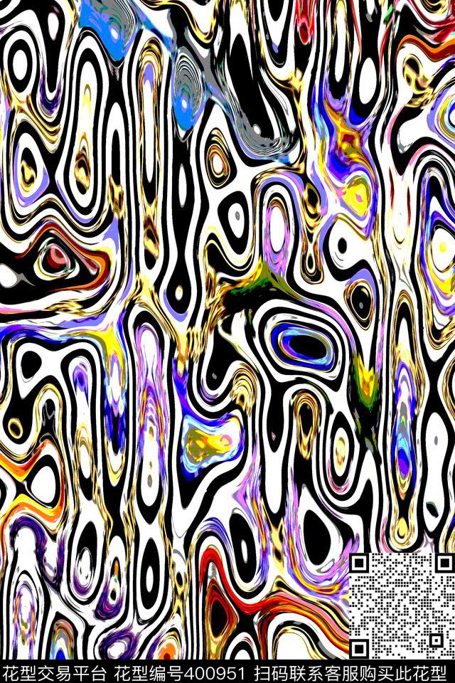 衬衫抽象复古数码印花华亿平台下载（图片编号: 400951） - 瓦栏（Walan）