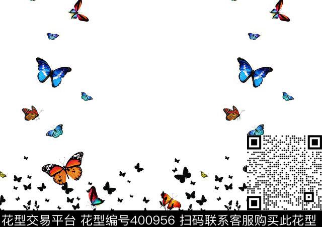 蝴蝶花卉简约传统印花华亿平台下载（图片编号: 400956） - 瓦栏（Walan）