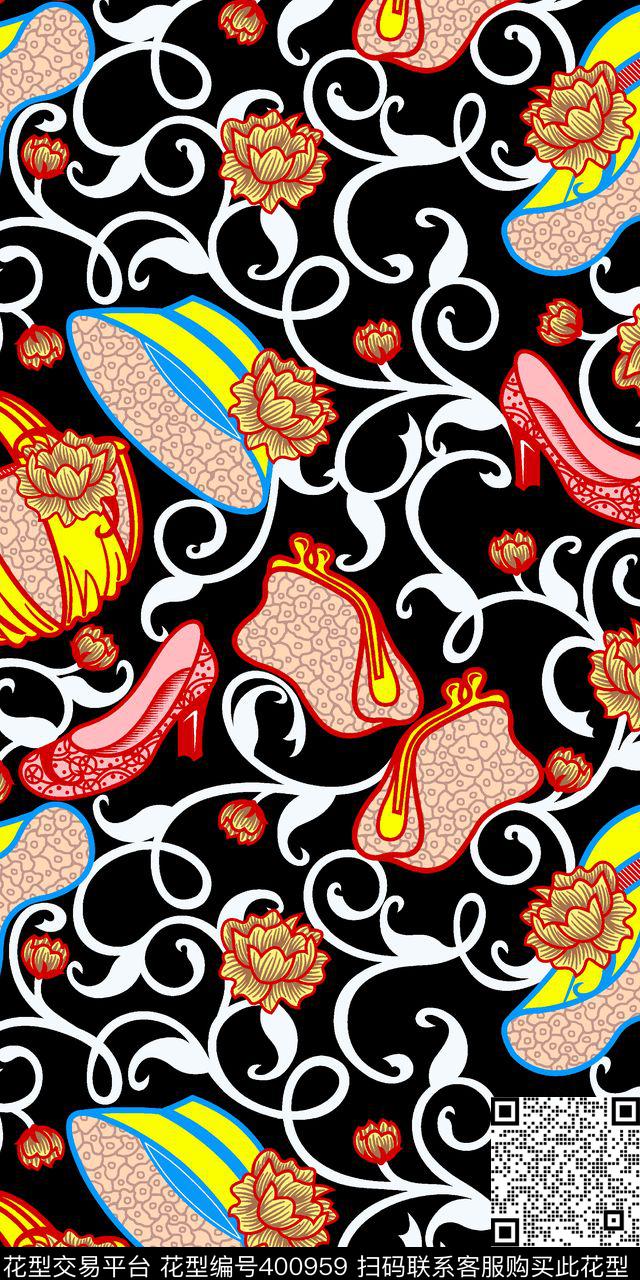 花卉帽子鞋子传统印花华亿平台下载（图片编号: 400959） - 瓦栏（Walan）