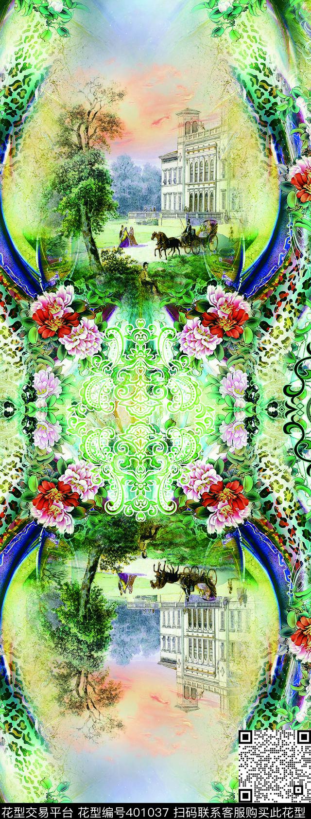 欧式风格风景画数码印花华亿平台下载（图片编号: 401037） - 瓦栏（Walan）