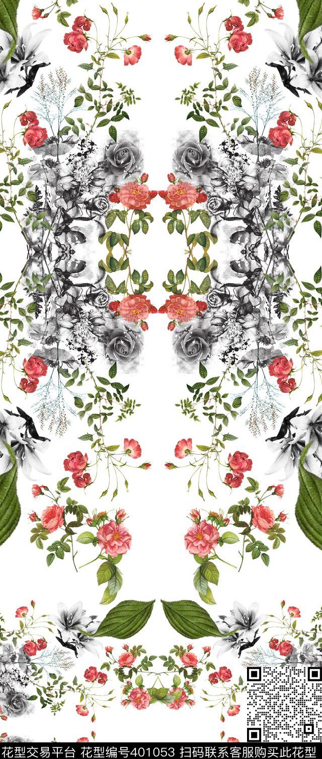 简易大气水墨数码印花华亿平台下载（图片编号: 401053） - 瓦栏（Walan）