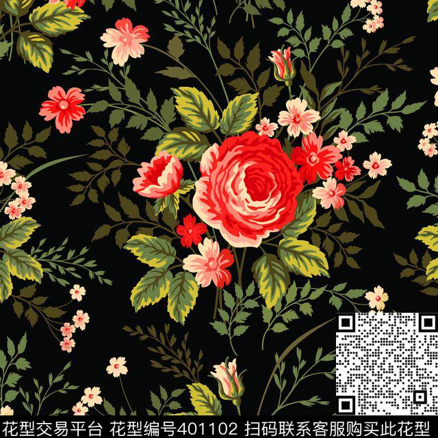 创意花卉花卉传统印花华亿平台下载（图片编号: 401102） - 瓦栏（Walan）
