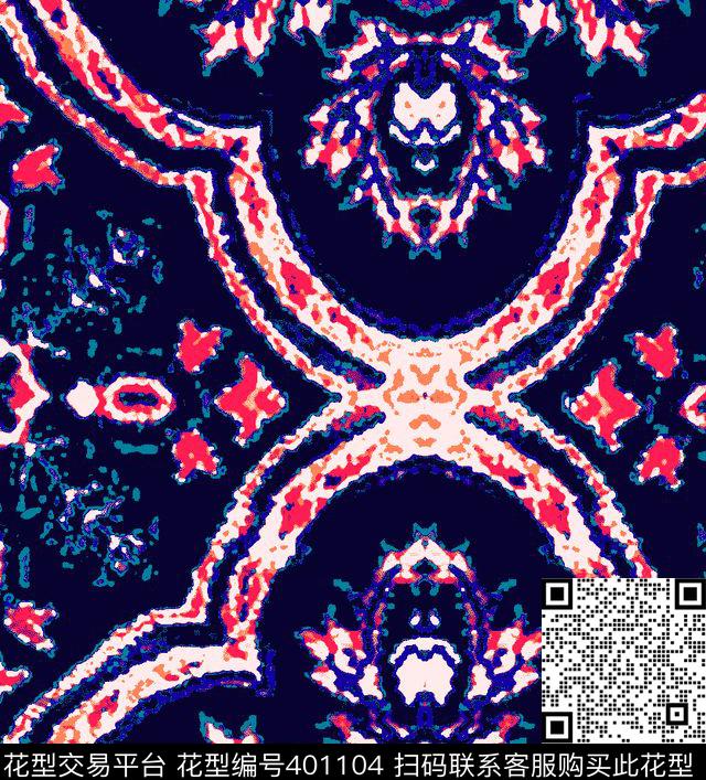 几何欧式贵族风传统印花华亿平台下载（图片编号: 401104） - 瓦栏（Walan）