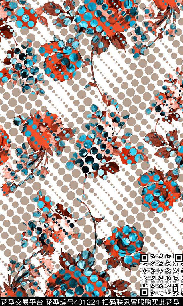 花卉女装渐变时尚数码印花华亿平台下载（图片编号: 401224） - 瓦栏（Walan）