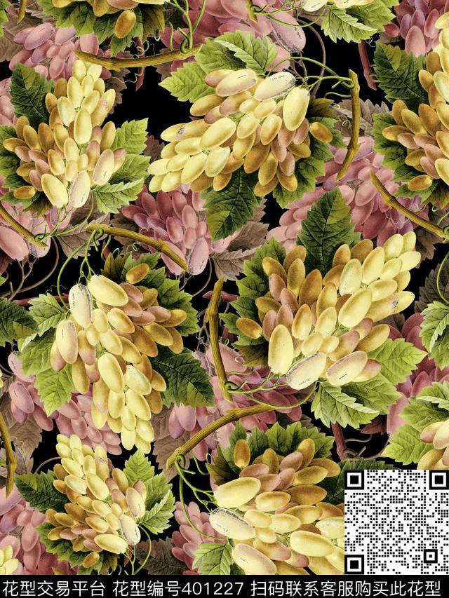 手绘水果水果四方连续数码印花华亿平台下载（图片编号: 401227） - 瓦栏（Walan）