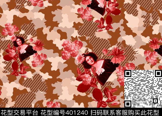 时尚古典人物数码印花华亿平台下载（图片编号: 401240） - 瓦栏（Walan）