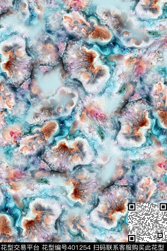 抽象肌理云纹数码印花华亿平台下载（图片编号: 401254） - 瓦栏（Walan）