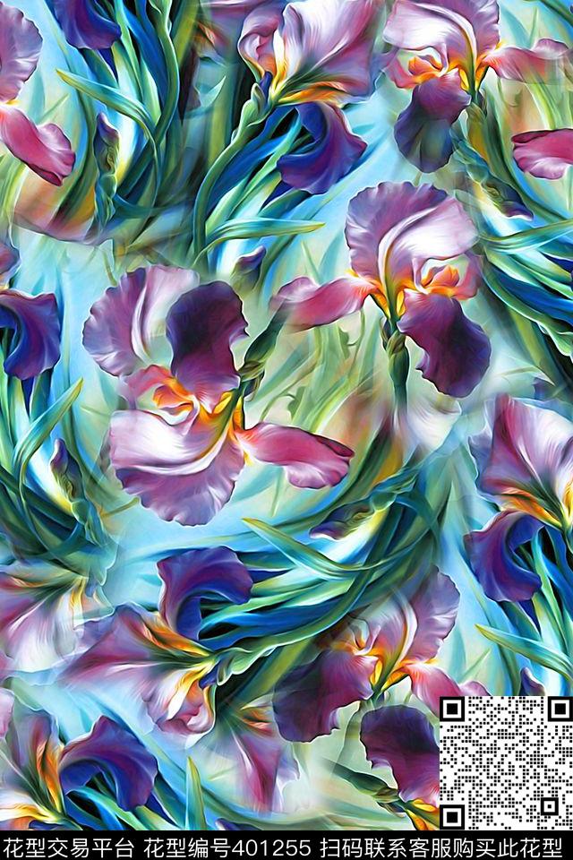 抽象花卉数码数码印花华亿平台下载（图片编号: 401255） - 瓦栏（Walan）
