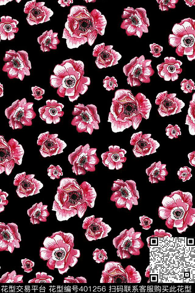 花卉手绘花数码印花华亿平台下载（图片编号: 401256） - 瓦栏（Walan）