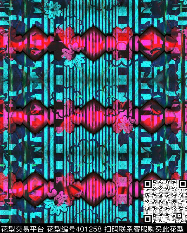 花几何写意数码印花华亿平台下载（图片编号: 401258） - 瓦栏（Walan）