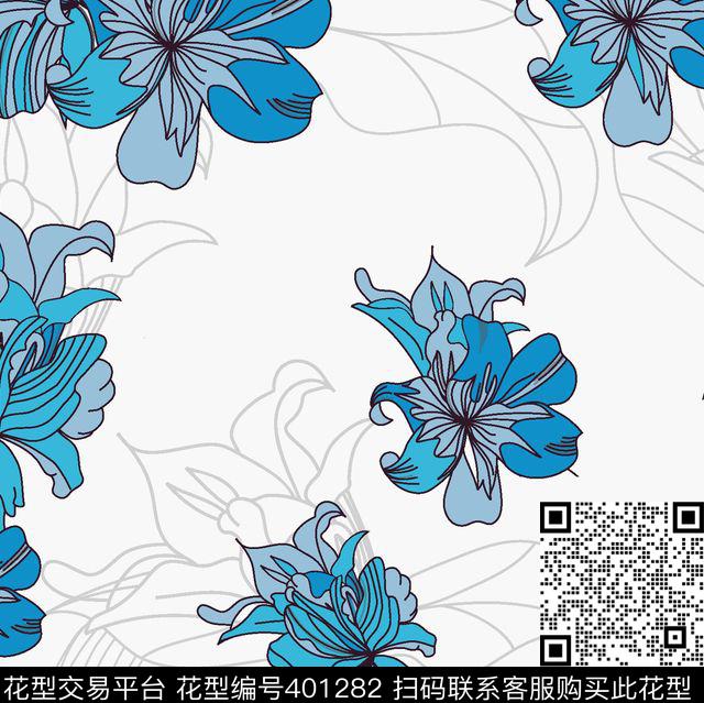 兰花艺术传统印花华亿平台下载（图片编号: 401282） - 瓦栏（Walan）