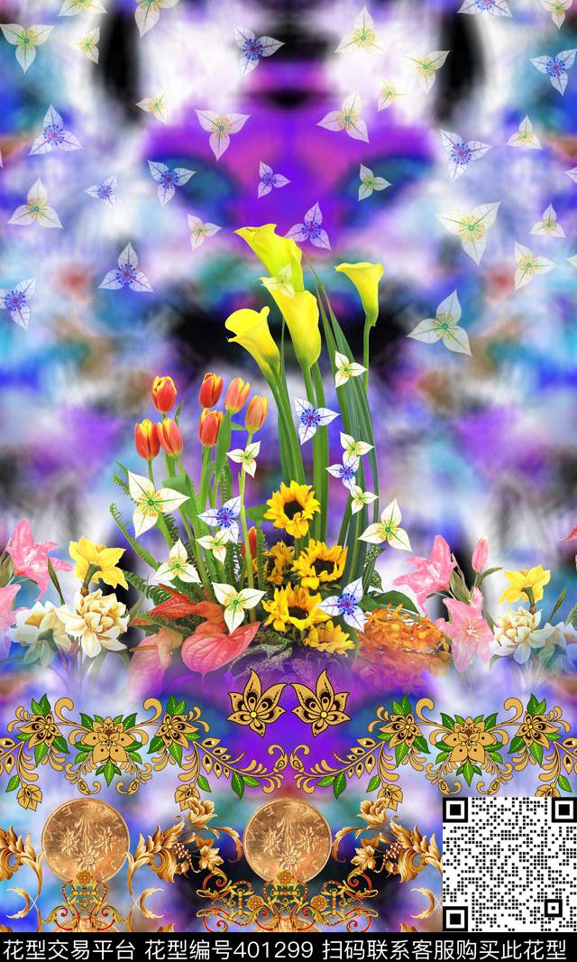 定位花卉植物数码印花华亿平台下载（图片编号: 401299） - 瓦栏（Walan）