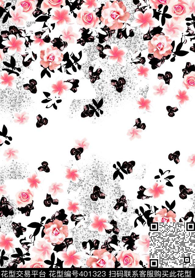 渐变花卉传统印花华亿平台下载（图片编号: 401323） - 瓦栏（Walan）