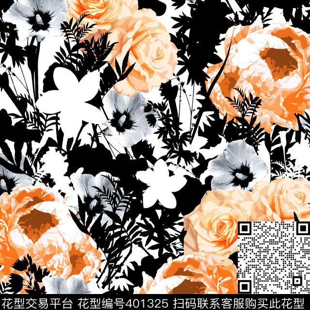 对比花卉传统印花华亿平台下载（图片编号: 401325） - 瓦栏（Walan）