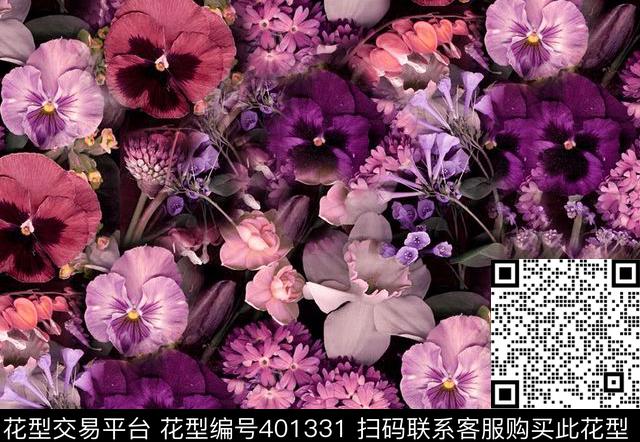 四分色花草数码印花华亿平台下载（图片编号: 401331） - 瓦栏（Walan）