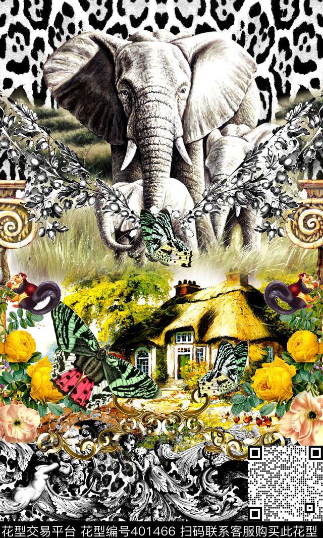 时尚豹纹动物数码印花华亿平台下载（图片编号: 401466） - 瓦栏（Walan）