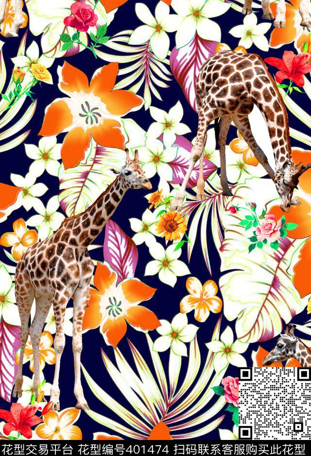 热带植物花卉数码印花华亿平台下载（图片编号: 401474） - 瓦栏（Walan）