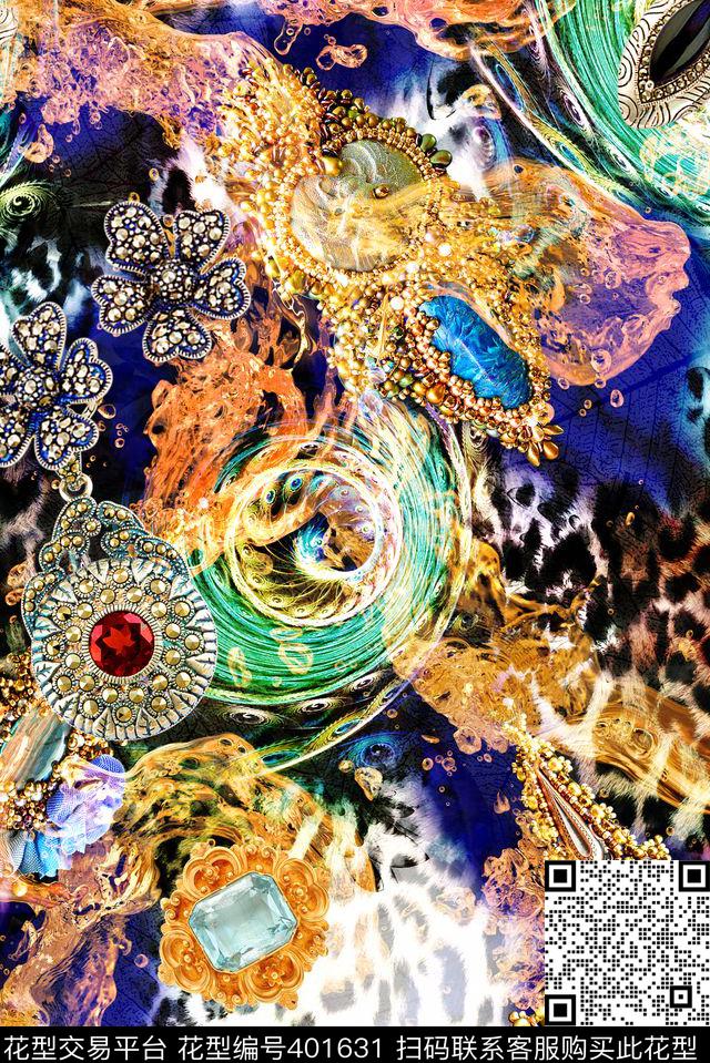 数码豹纹珠宝女装豹纹珠宝腰果动物纹花等数码印花华亿平台下载（图片编号: 401631） - 瓦栏（Walan）