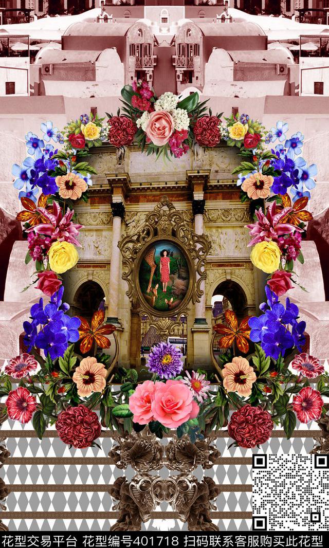 花卉欧式建筑人物几何数码印花华亿平台下载（图片编号: 401718） - 瓦栏（Walan）