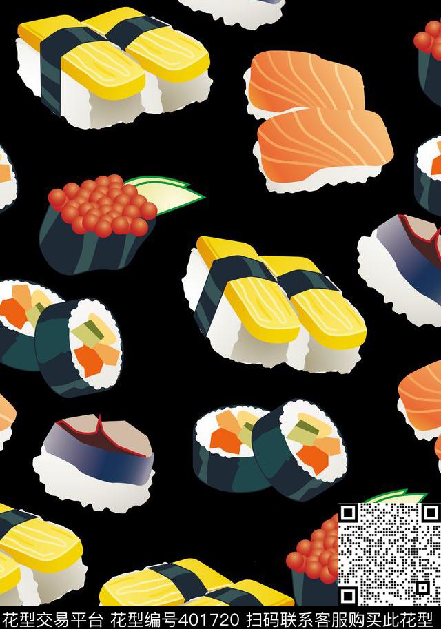 写意寿司食品时尚数码印花华亿平台下载（图片编号: 401720） - 瓦栏（Walan）