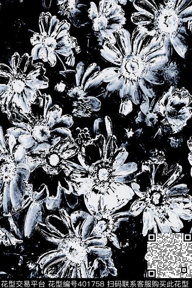 雏菊复古泥点数码印花华亿平台下载（图片编号: 401758） - 瓦栏（Walan）