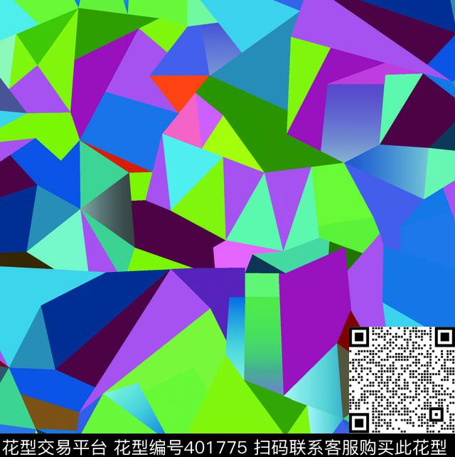 3D几何手绘·几何构解传统印花华亿平台下载（图片编号: 401775） - 瓦栏（Walan）