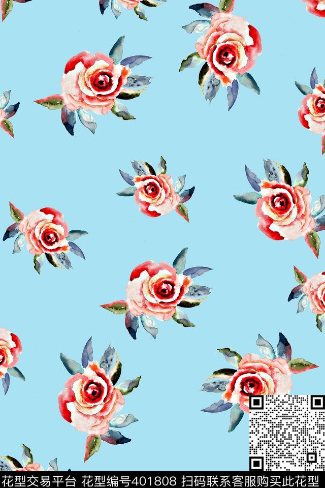 花卉花数码印花华亿平台下载（图片编号: 401808） - 瓦栏（Walan）