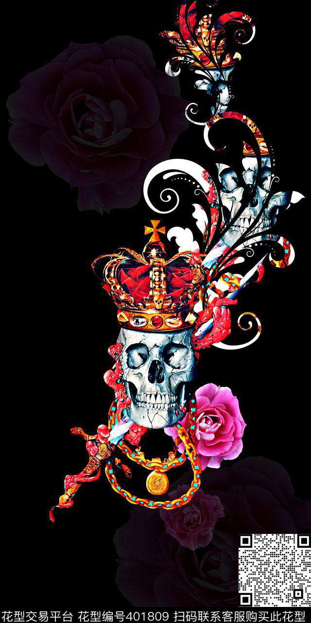 定位骷髅数码印花华亿平台下载（图片编号: 401809） - 瓦栏（Walan）
