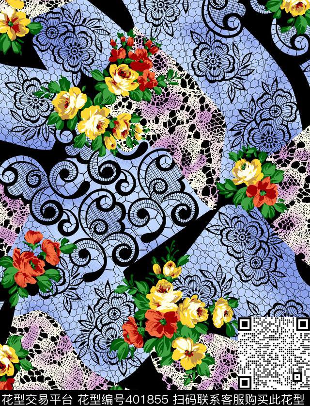 豹纹抽象花卉传统印花华亿平台下载（图片编号: 401855） - 瓦栏（Walan）