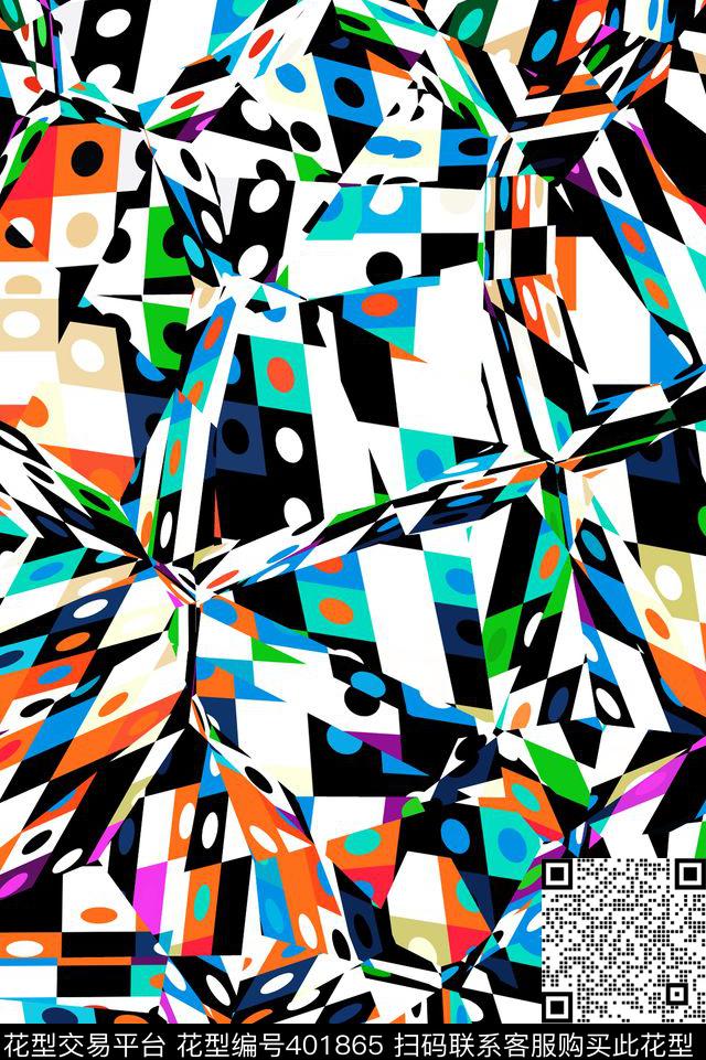 几何男装拼接传统印花华亿平台下载（图片编号: 401865） - 瓦栏（Walan）