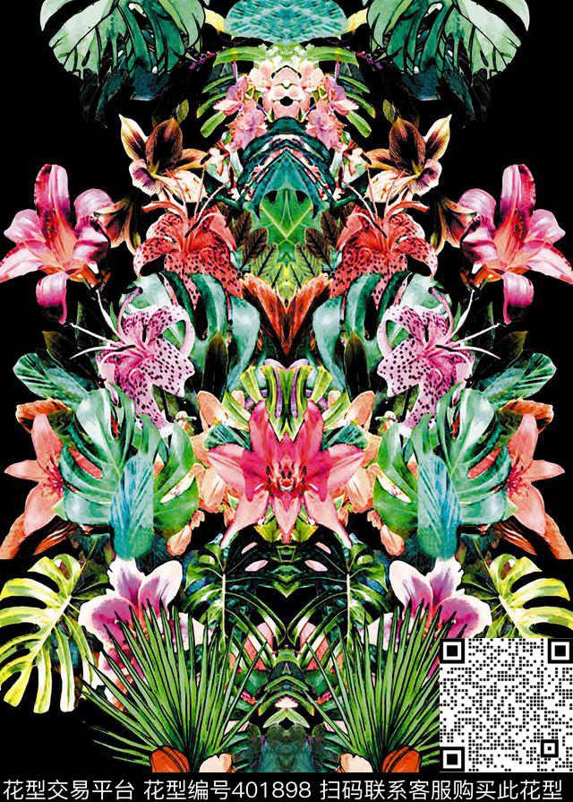 流行时尚时尚花卉传统印花华亿平台下载（图片编号: 401898） - 瓦栏（Walan）