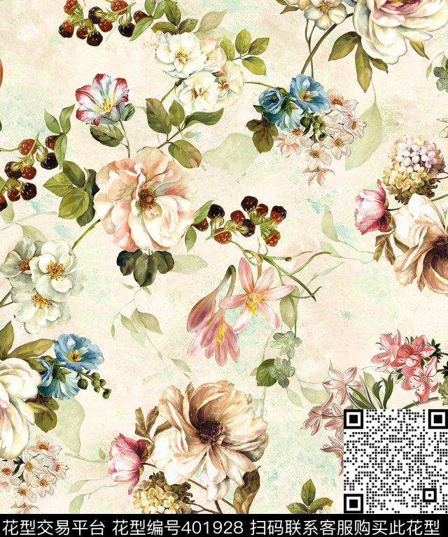 时尚花卉数码印花华亿平台下载（图片编号: 401928） - 瓦栏（Walan）