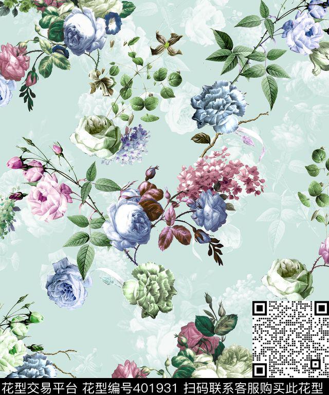 时尚花卉数码印花华亿平台下载（图片编号: 401931） - 瓦栏（Walan）