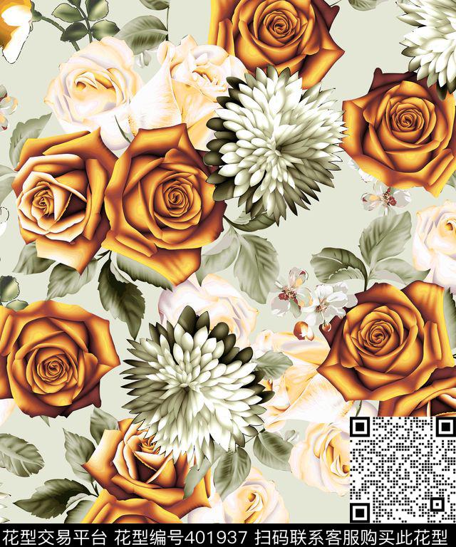 时尚花卉数码印花华亿平台下载（图片编号: 401937） - 瓦栏（Walan）