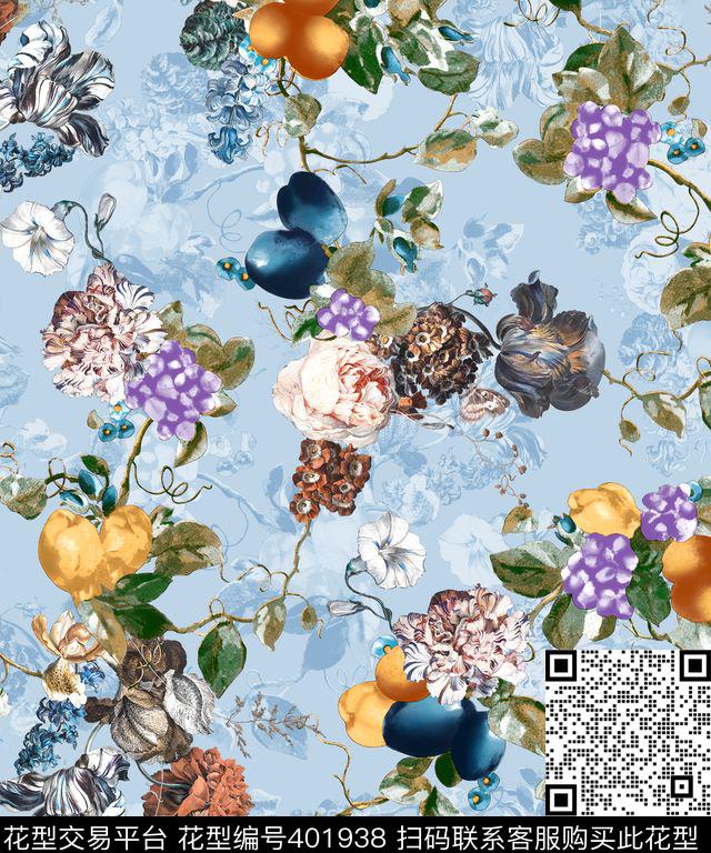 时尚花卉数码印花华亿平台下载（图片编号: 401938） - 瓦栏（Walan）