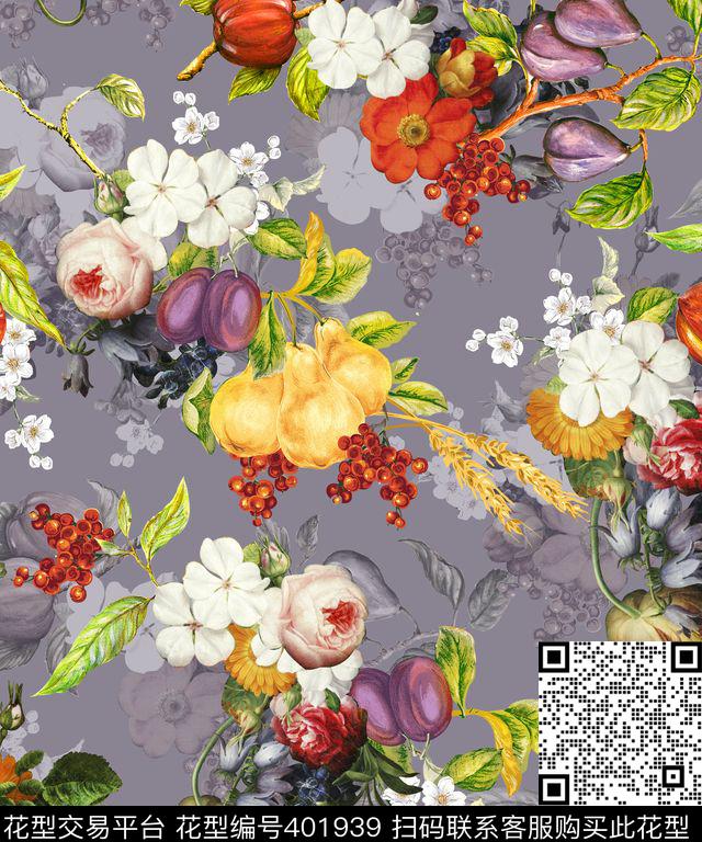 时尚花卉数码印花华亿平台下载（图片编号: 401939） - 瓦栏（Walan）