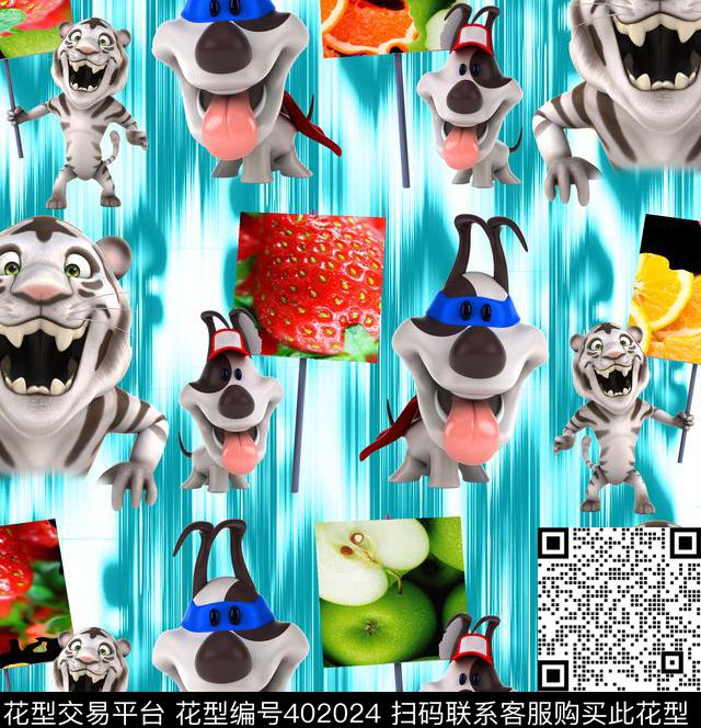 抽象动物几何数码印花华亿平台下载（图片编号: 402024） - 瓦栏（Walan）