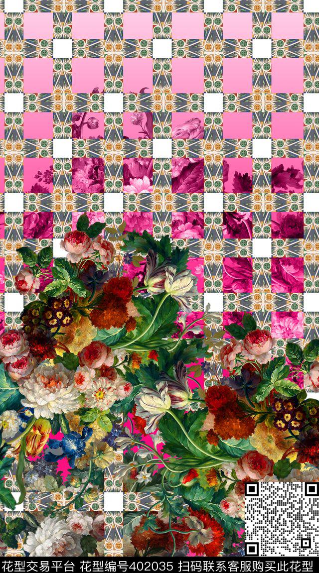 民族定位花卉佩斯利、花卉数码印花华亿平台下载（图片编号: 402035） - 瓦栏（Walan）