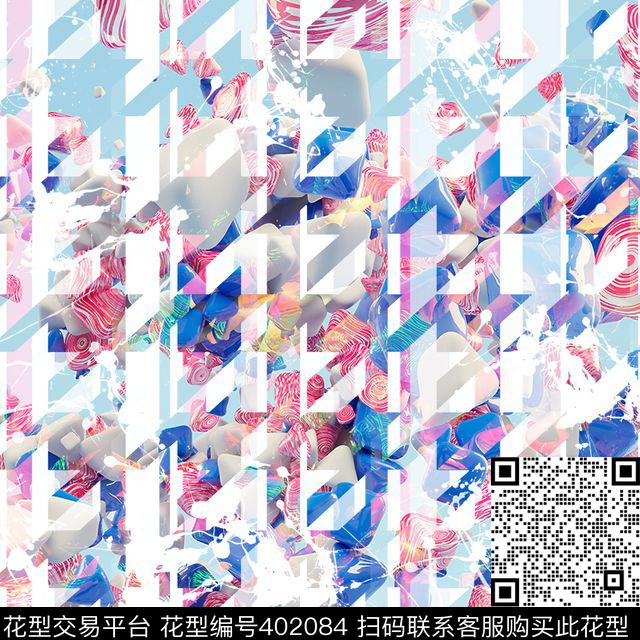 春夏立体千鸟格数码印花华亿平台下载（图片编号: 402084） - 瓦栏（Walan）