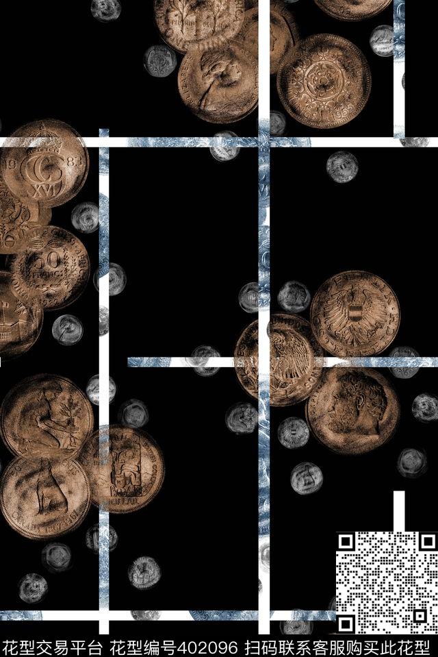 大牌简约钱币男装女装钱币流行时尚花等数码印花华亿平台下载（图片编号: 402096） - 瓦栏（Walan）