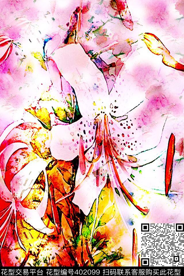 花田园写意数码印花华亿平台下载（图片编号: 402099） - 瓦栏（Walan）