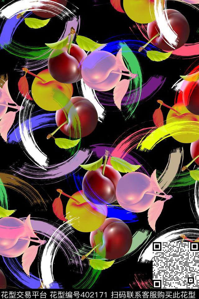 笔触水果热带华亿平台数码印花华亿平台下载（图片编号: 402171） - 瓦栏（Walan）