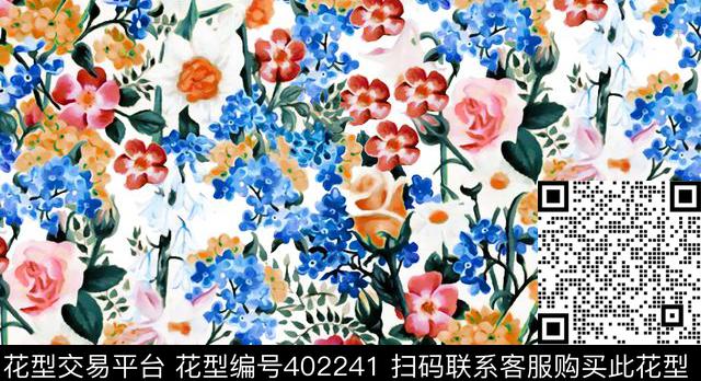 手绘花卉数码印花华亿平台下载（图片编号: 402241） - 瓦栏（Walan）