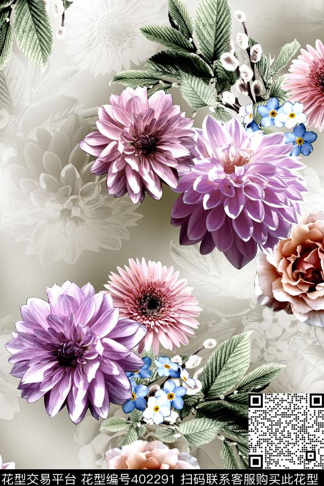 花卉立体素雅数码印花华亿平台下载（图片编号: 402291） - 瓦栏（Walan）